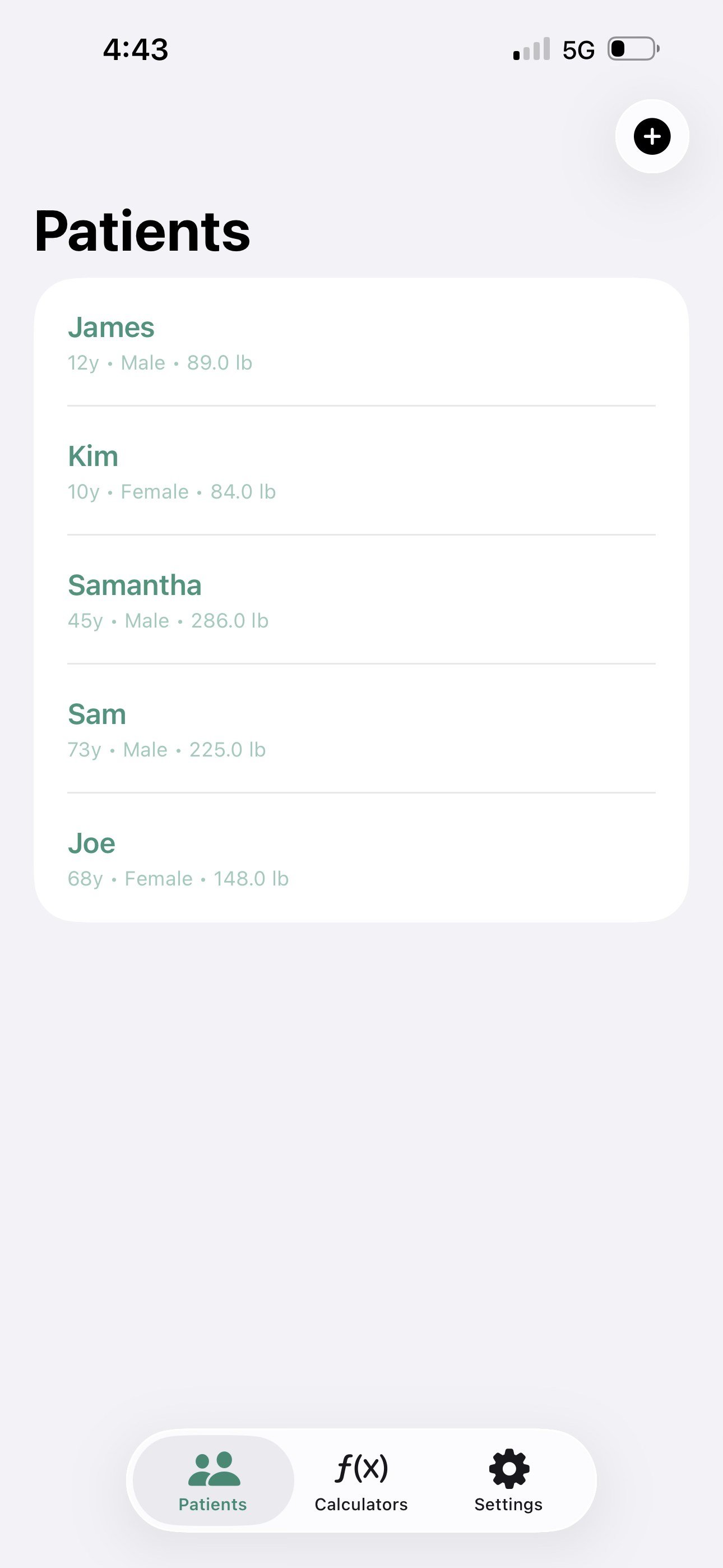 Patients list